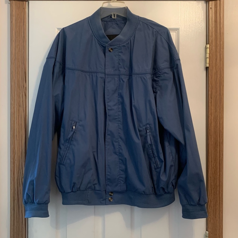Windbreaker blue long sleeve water proof zip up jacket